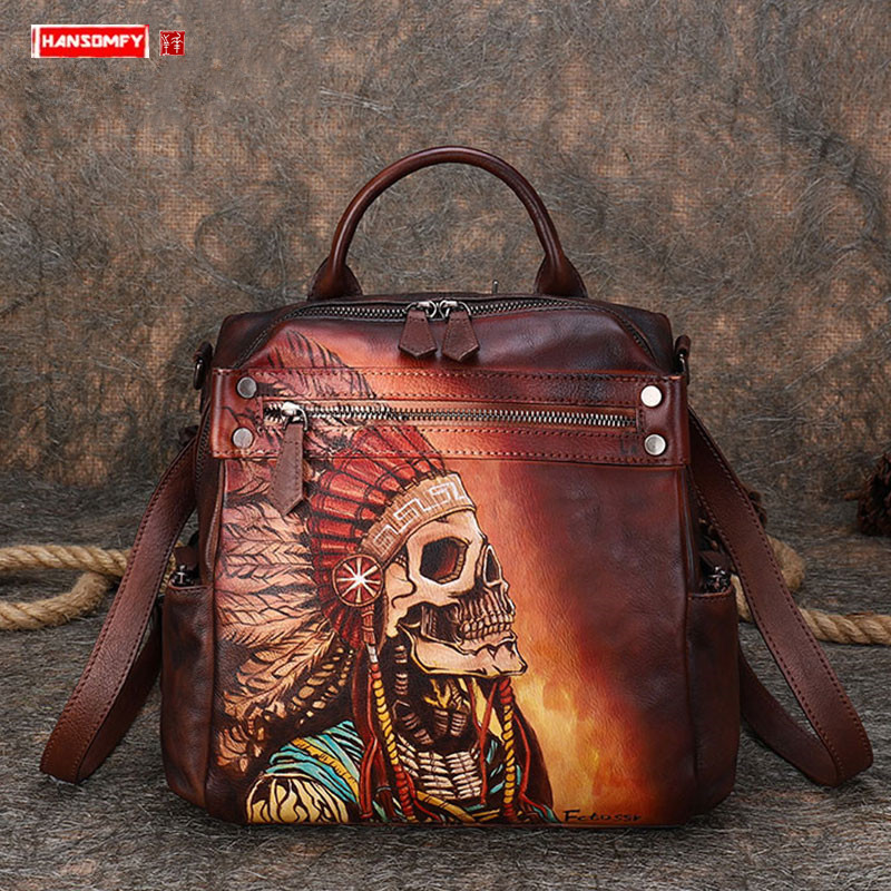 Luxury Bags Hand Painted - Nuovo Zaino da Donna in Pelle